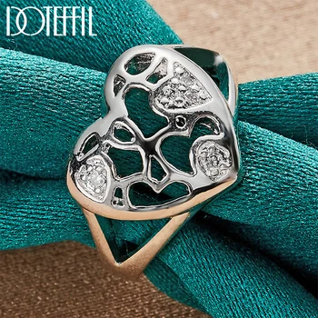 DOTEFFIL Кольцо из стерлингового серебра 925 пробы с цирконом AAAAA, женское Модное кольцо для Свадьбы, Помолвки, подарок для вечеринки, Очаровательные ювелирные изделия